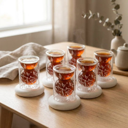 Double Glass Tea Cup Set 6 Pcs